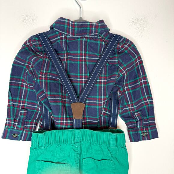 Cat & Jack Baby Boy Plaid Suspenders Holiday Christmas Set Size 12 Months - Picture 7 of 11